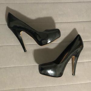 Vince Camuto Black Patent Square-Toe Heels